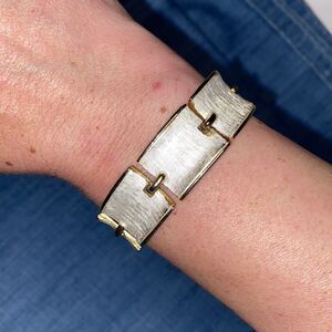 Gold Plated Flat Rectangular Link Bracelet